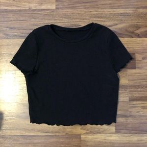 Black Lettuce Trim Crop Top